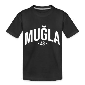 Mugla 48 Türkei Turkiye Geschenk Urlaub TR Türk - Kinder Premium Bio T-Shirt - Schwarz - Vorne
