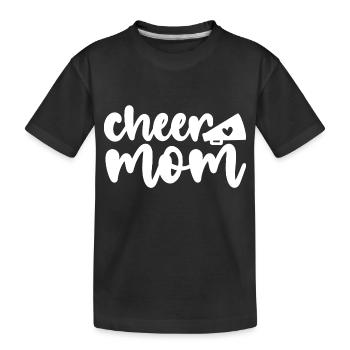 Cheer Mom Shirt Megaphon mit Herzakzent - Kinder Premium Bio T-Shirt - Schwarz - Vorne