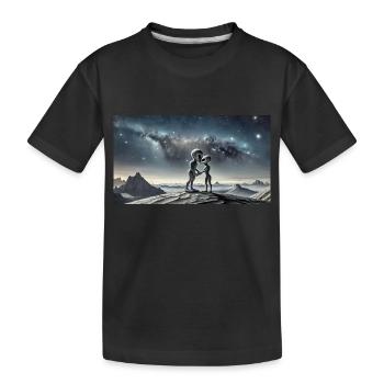 Alien gris sur la surface de la lune – Couple qui s’embrasse - T-shirt bio Premium Enfant - noir - Devant