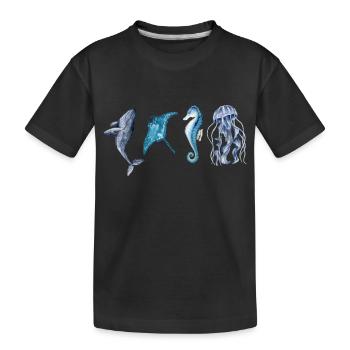 Die Tiere des Ozeans - Kinder Premium Bio T-Shirt - Schwarz - Vorne