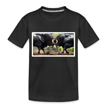 Herens Bulls dominance behaviour - Kids' Premium Organic T-Shirt - black - Front