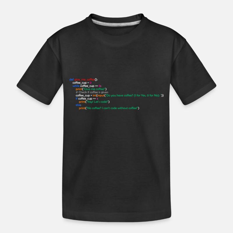 Kaffee, Programmierung, Lustig, Coffee - Kinder Premium Bio T-Shirt - Schwarz