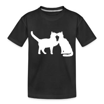 2 Katzen Küssen Pärchen Zwei Freunde Schmusen Paar - Kinder Premium Bio T-Shirt - Schwarz - Vorne