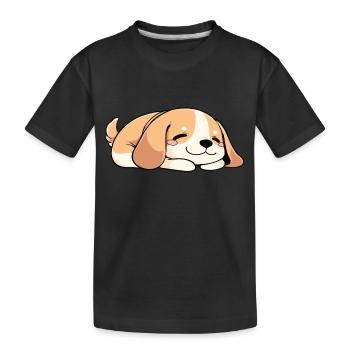 Dog puppy sleeping - Kids' Premium Organic T-Shirt - black - Front