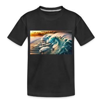 Surfeurs de pipelining - T-shirt bio Premium Enfant - noir - Devant