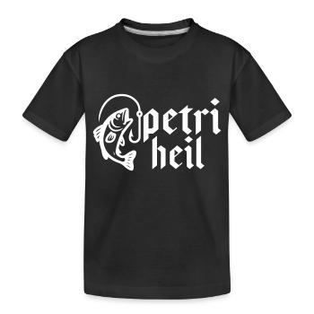 Petri Heil Angeln - Kinder Premium Bio T-Shirt - Schwarz - Vorne