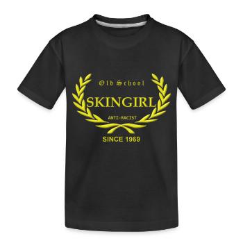 Old School Skingirl Anti-Racist Since 1969 (gelber - Kinder Premium Bio T-Shirt - Schwarz - Vorne