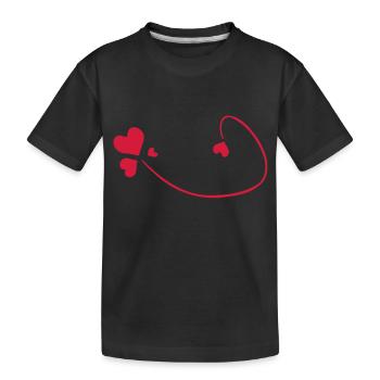 red hearts - Kids' Premium Organic T-Shirt - black - Front