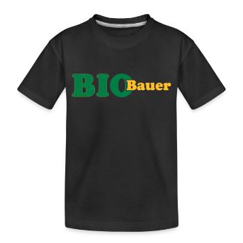 Bio Bauer Landwirt T-Shirt - Kinder Premium Bio T-Shirt - Schwarz - Vorne