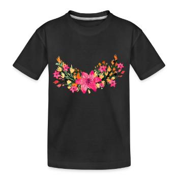 Blumen - Kinder Premium Bio T-Shirt - Schwarz - Vorne