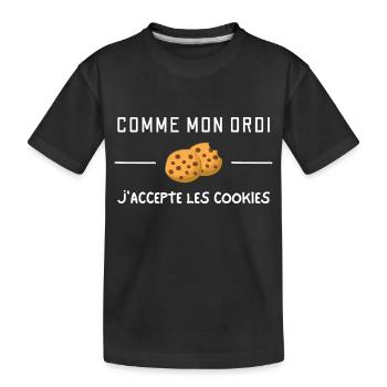 Comme mon ordi j'accepte les cookies - T-shirt bio Premium Enfant - noir - Devant