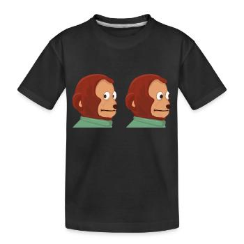 Funny monkey puppet meme - Kids' Premium Organic T-Shirt - black - Front