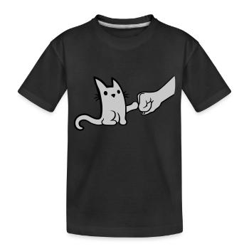 Fist Pump Brofist Katze - Kinder Premium Bio T-Shirt - Schwarz - Vorne