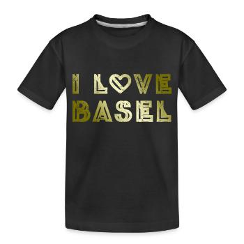 I Love Basel - Kinder Premium Bio T-Shirt - Schwarz - Vorne