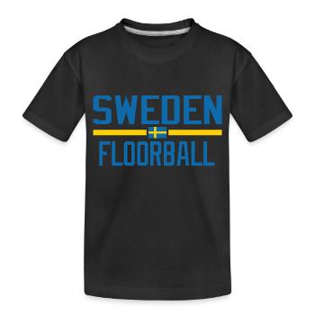 Schweden Unihockey - Kinder Premium Bio T-Shirt - Schwarz - Vorne