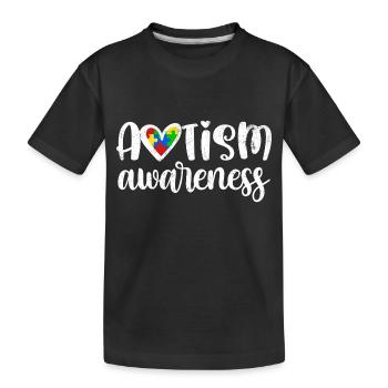 AUTISMUS BEWUSSTSEIN HERZ LIEBE BEHINDERT SPRÜCHE - Kinder Premium Bio T-Shirt - Schwarz - Vorne