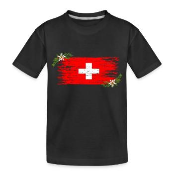 Schweizer Flagge - Kinder Premium Bio T-Shirt - Schwarz - Vorne
