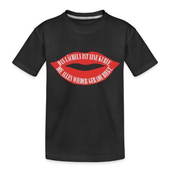 Das lächeln ist eine Kurve - Kinder Premium Bio T-Shirt - Schwarz - Vorne