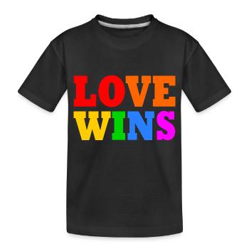 Love wins - Kids' Premium Organic T-Shirt - black - Front