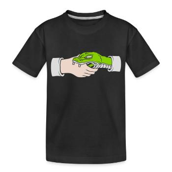 Begrüßung Händeschütteln Schlange beißt - Kinder Premium Bio T-Shirt - Schwarz - Vorne