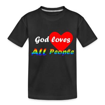 LGBTQ Gott Liebe Regenbogenfahne Fußball - Kinder Premium Bio T-Shirt - Schwarz - Vorne