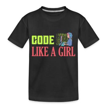 Code Like A Girl Programmer Coding - Kids' Premium Organic T-Shirt - black - Front