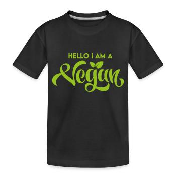 Hallo ich bin Veganer! - Kinder Premium Bio T-Shirt - Schwarz - Vorne