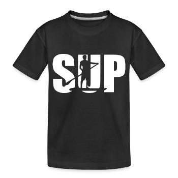 Skateboard SUP Surfen - Kinder Premium Bio T-Shirt - Schwarz - Vorne