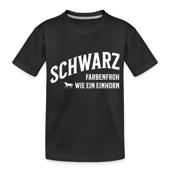 Schwarz wie ein Einhorn - Kinder Premium Bio T-Shirt - Schwarz - Vorne