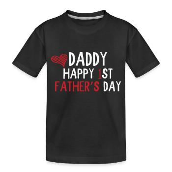 Daddy Happy 1st Fathers Day - Kinder Premium Bio T-Shirt - Schwarz - Vorne