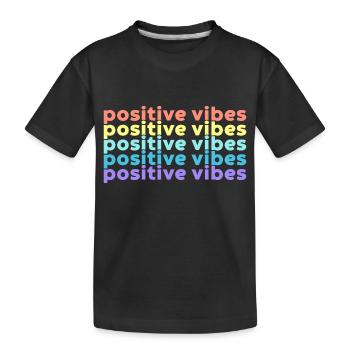 Positive Vibes (Regenbogen) - Kinder Premium Bio T-Shirt - Schwarz - Vorne