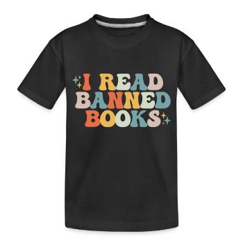 Je lis des livres interdits - T-shirt bio Premium Enfant - noir - Devant
