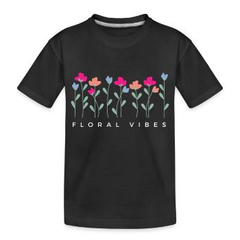 Blumige Vibes - Geschenkidee - Kinder Premium Bio T-Shirt - Schwarz - Vorne