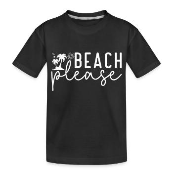 Beach Please, Palmen, Strand, Sommer, Meer, Urlaub - Kinder Premium Bio T-Shirt - Schwarz - Vorne