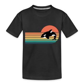 Orca Retro Stil Männer Frauen Neuheit Vintage Lustig - Kinder Premium Bio T-Shirt - Schwarz - Vorne