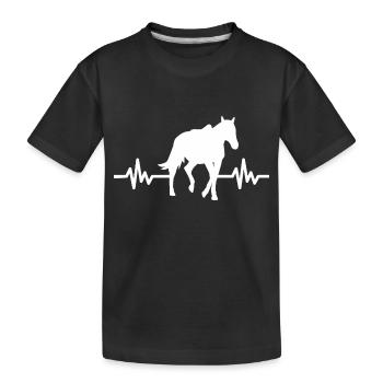 Herzschlag Pferd Hengst Stute Ross Polo - Kinder Premium Bio T-Shirt - Schwarz - Vorne