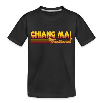 Chiang Mai Retro-Design: Kultur und Natur vereint - Kinder Premium Bio T-Shirt - Schwarz - Vorne