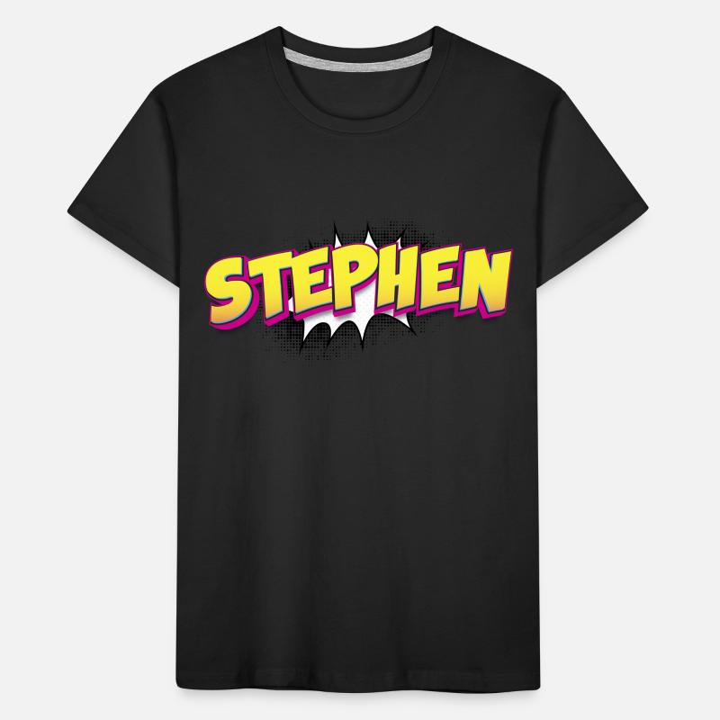 Stephen Custom Name Comic Book Style Pop Art, Kids' Premium Organic T-Shirt