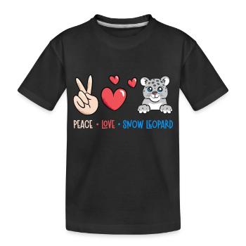 Schneeleopard - Kinder Premium Bio T-Shirt - Schwarz - Vorne
