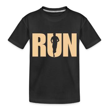 Lauf - sportliche Geschenkidee - Kinder Premium Bio T-Shirt - Schwarz - Vorne