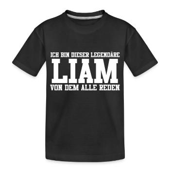 Liam Name Design - Kinder Premium Bio T-Shirt - Schwarz - Vorne