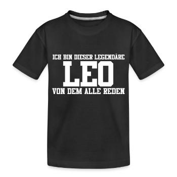 Leo Name Design - Kinder Premium Bio T-Shirt - Schwarz - Vorne