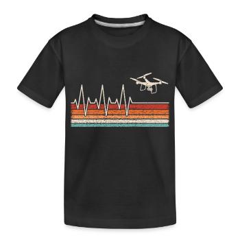 Drohnenpilot Herzschlag - Kinder Premium Bio T-Shirt - Schwarz - Vorne