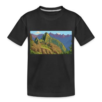 Machu Picchu, Peru - Pixel Art - Kids' Premium Organic T-Shirt - black - Front
