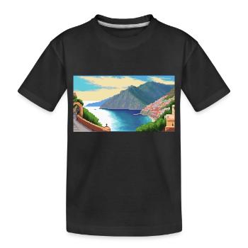 Amalfi Coast, Italy - Pixel Art - Kids' Premium Organic T-Shirt - black - Front