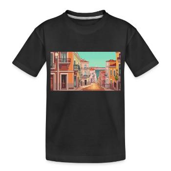Lisbon, Portugal - Pixel Art - Kids' Premium Organic T-Shirt - black - Front