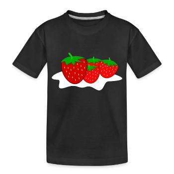 Fraises à la crème fouettée - T-shirt bio Premium Enfant - noir - Devant