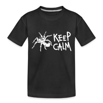 Keep Calm Tarantula Spider Zitat - Kinder Premium Bio T-Shirt - Schwarz - Vorne