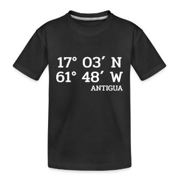Antigua Coordinates - Coordinates - Caribbean - Kids' Premium Organic T-Shirt - black - Front