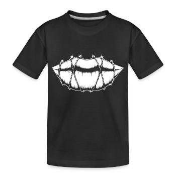 Liberté d’expression - Des lipps dans des barbelés - T-shirt bio Premium Enfant - noir - Devant